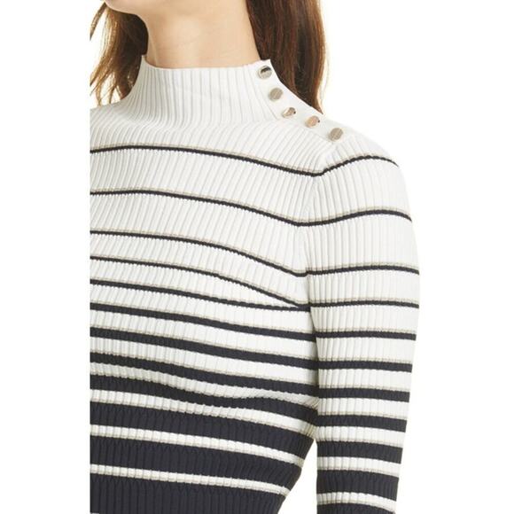 Ted Baker Wanada Stripe Mock Neck Sweater White / Black Size 10 - Picture 7 of 10